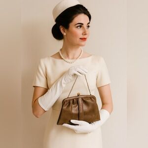 Vintage Mocha Brown Gold Clasp Clutch